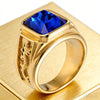 Vintage Golden Alloy Men's Rectangle Crystal Ring Carved Dragon Band Statement Signet Ring Party Jewelry Gift - Image 8