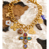 Stainless Steel Chain Zircon Cross Flower Heart Pendant Charm Statement Necklace Statement Jewelry Golden Pvd Plated - Image 2