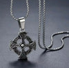 Retro Celtic Knot Pattern Disc Cross Pendant Necklace for Men Gothic Punk Street Jewelry Gift - Image 1