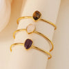 Stainless Steel Green Oval Stone Bracelet for Women Gold-plated Open Bangle Vintage Bohemian Jewelry Holiday Beach Party Gift - Image 1