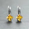 Cute Female Champagne Square Jewelry Crystal Zircon Stone Hoop Earring Rose Gold Color Wedding Earrings For Women - Image 7