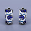 Classic Vintage Temperament Temperament Earrings Blue Enamel Studs Floral Party Ladies Graffiti Jewellery - Image 2