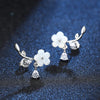silver needle Earrings Jewelry Double Row Crystal Zircon Round Stud - Image 2