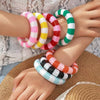 Boho Color-Blocked Resin Bracelet Geometric Striped Cuff Bracelet Stackable Jewelry Round Women Statement Bangle - Image 2