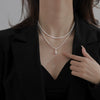 Silver Starry Sky Double Layered Water Drop Necklace for Women Collarbone Chain Pendant Jewelry Wedding Party Gift - Image 1
