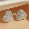 Loving Heart Zirconia Stud Earrings For Women Girls Silver Color Metal Crystal Ears Accessories Wedding Jewelry Gifts - Image 2