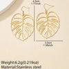 Stainless Steel Bohemian Hollow Exaggerated Leaf Dangle Drop Earring For Women Lady Geometric Female Jewelry - Image 3