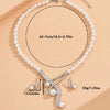 Geometric Pearl Earring Two Piece Necklace for Women Birthday Party Jewelry Gifts - Image 6