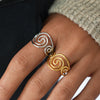 Stainless Steel Spiral Adjustable Open Rings for Women Gold Plated Ladies Jewelry for Vacation Etc - Image 4