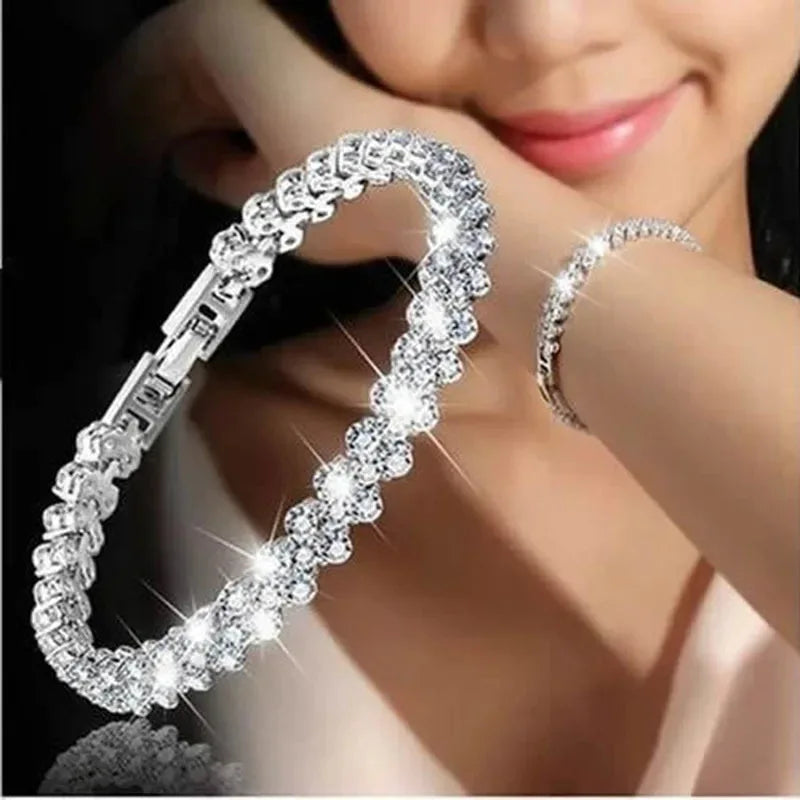 Simple Women's Geometric Crystal Cubic Zircon Bracelets Bracelet Goth Full Rhinestone Charm Bracelet Wed Jewelry - Image 1