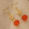 Panjbj Silve Nanhong Agate Drop Earring for Women Golden Butterfly Hollow Out Ethnic Jewelry Gift - Image 3
