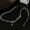 Kpop Shiny Star Necklace for Women Y2K Crystal Zircon Cross Pendant Necklaces Girls Antique Silver Color Clavicle Chain - Image 5