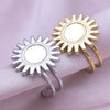 1/2pcs Mix Silver/Gold Color Oval Flower Sun Ring Stainless Steel Rings For Women Men Accessories Round Blank Cobochons Settings - Image 5