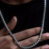 Silver Plated Stainless Steel Thick Wheat Braided Chain Necklace Resistant Jewelry for Men Daily Wear - Image 1