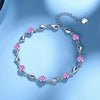 Silver Heart Shaped Bracelet For Women Retro Korean Versatile Pink Crystal Charm Bracelets Party Jewelry - Image 1
