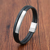 Simple Style Men's Black Leather Bracelet Classic Stainless Steel Insert Double-layer Braid Bangles For Men Friend Gift - Image 12