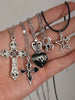 5pcs Vintage Gothic Style Cross, Rhinestone Spider, Crown, Heart Cross, Oil Drop, Star Y2K Necklace Set For Women - Image 6