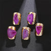Irregular Geode Stone Agate Slices Wide Open Ring for Women Boho Resizable Finger Jewelry - Image 10