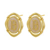 Enamel A-Z 26 Initial Letter Stud Earrings for Women Vintage Gold Plated Hollow Alphabet Oval Earrings Charm Jewelry - Image 7