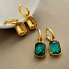 Yupsk Square Stainless Steel Crystal Zirconia Earrings For Women Girls Gold Color Metal Hoop Earring Party Daily Jewelry - Image 3