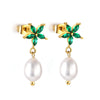 Green White Color Crystal Zircon Hoop Earrings For Women Stainless Steel Heart Square Leaf Shape Pendant Earring Gifts - Image 13