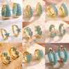Turquoise Hoop Earrings for Women Temperament Gold Color Plated Micro-Intact Blue Zircon Party Ear Accessories - Image 1