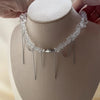 Crystal Heart Pendant Choker Necklace with Tassel Drop - Image 16
