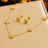 Stainless Steel Zircon Flower Water Drop Necklace Bracelet Earrings Anklets Holiday Jewelry Set For Lady - Image 1