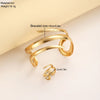 Stainless Steel Water Drop Bangle Ring Set for Women Geometric Teardrop Open WristCuff Irregular Twisted Bracelet Jewelry - Image 6