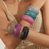 Colorful Glitter Acrylic Wide Cuff Bangle for Women Retro Resin Round Statement Open Bracelets Stackable Jewelry Gifts - Image 2