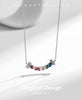 MODIAN 925 Sterling Silver Smile Square Rainbow Colorful Zirconia Pendant Necklace Neck Chain For Women Fine Jewelry