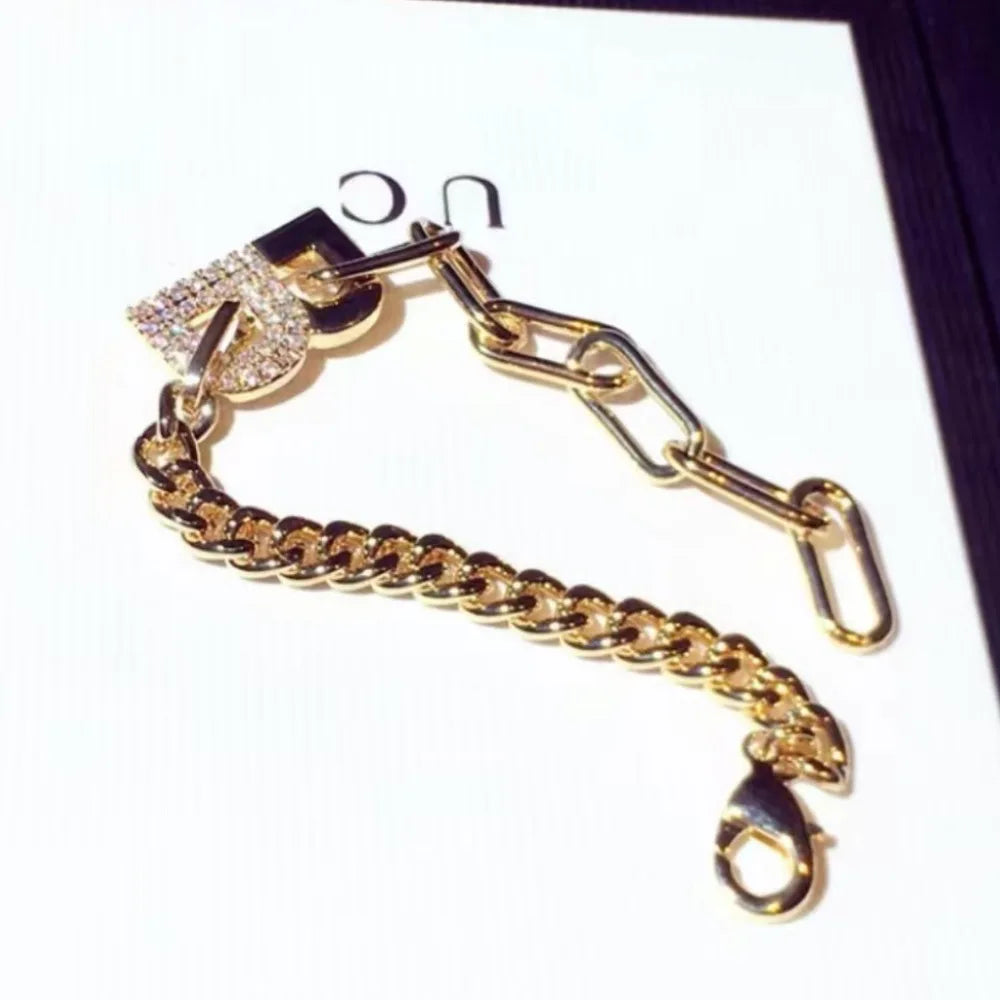 Women's Bracelet with Sparkling Zircon Inlaid with the Letter B. Rock and Hip-Hop Women's Bracelets - Image 1