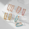 Oval Multicolor Stone Long Drop Earrings For Women Rose Gold Color Full Zircon Setting Jewelry Gifts - Image 3