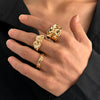 Three-Piece Chunky Geometric Ring Set in Gold-Tone or Silver-Tone - Image 1