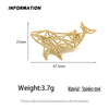 Punk Style Hollow Lines Whale Stainless Steel Gold-plated Brooch, Black Suit Accessories, Wedding Matching Set - Image 2
