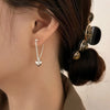Vintage Silver Hoop Earrings For Women Korean Heart Chain Drop Earring Prevent Allergy Party Gothic Punk Jewelry - Image 2