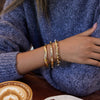 Classic Minimalist Gold Color Plated Inlay Zircon Hammer Patterned Circular Bracelets Stainless Steel Jewelry Party - Image 3