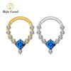 Titanium Square CZ Hinged Segment Septum Ring Daith Helix Hoop Earring Nose Piercing Body Jewelry - Image 1