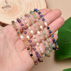 4MM Nature Stone Brass Beads and Freswater Pearl Stretchable Bracelet Suitable For Men And Women Daily Wear Gifts - Image 1
