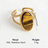 Stackable Vintage Tiger Eye Stone Open Cuff Rings Hammered Gold Plated Stainless Steel Adjustable Boho Korean Jewelry for Women - Image 11