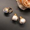 Brass Inlaid Baroque Pearl Flower Bud Stud Ring Set - Image 4