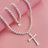 Silver Necklace Width 4mm/6MM Buddha Bead Chain Cross Pendant Chain for Women Men Jewelry - Image 2