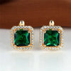 Square Stone Green Zircon Hoop Earrings Cute Female Crystal Birthstone Earrings Boho Gold Color Small Earrings For Women Jewelry - Image 1