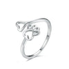 Cute Hollow Heart Dog Paw Ring Adjustable Stainless Steel Pet Footprint Rings For Women Dog Mom Jewelry - Image 6