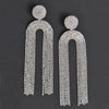 Stonefans Shiny Full Iced Rhinestones Long Tassel Dangle Earrings for Women Bling Crystal Drop Earrings Ear Jewelry Gift