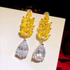 Simple and Elegant Square Cubic Zirconia Earrings Bling Yellow CZ Dangle Women Wedding Engagement Jewelry - Image 25