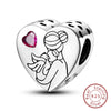 Silver Charm Bead Mother's Day Love Heart Family Charm Bead Pendant Fits Bracelet Womens Jewelry Gifts - Image 34