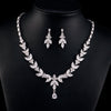 Brilliant Zirconia Leaf Necklace Earrings Rings Bracelets Set for Women CZ Drop Bridal Wedding Jewelry Sets - Image 11
