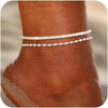 Silver Ankle Bracelets for Women Dainty Layered Ankle Chains Beaded Rope Link Beach Anklets Set - Image 6