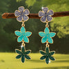 A Pair of European and American Style Oil-Drip Alloy Multi-Layer Flower Pendant Design Women's Earrings, Niche, Fresh and Elegant Ear Accessories - Image 3